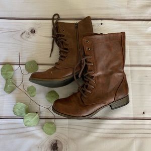 Faux Brown Leather Boots